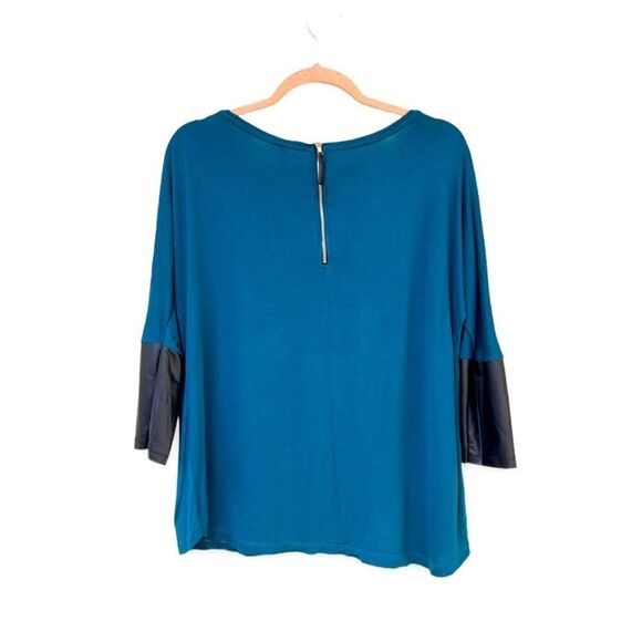 STRADIVARIUS | Leather Cuff Teal Sleeved Tee (M) - Picture 4 of 4